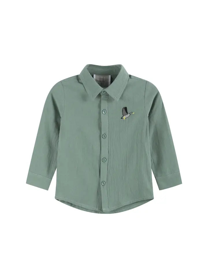 Sage Green Mallard Boys Dress Shirt Bear Hollow Kids