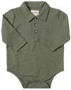 Seymour Pique Polo Onesie - Sage