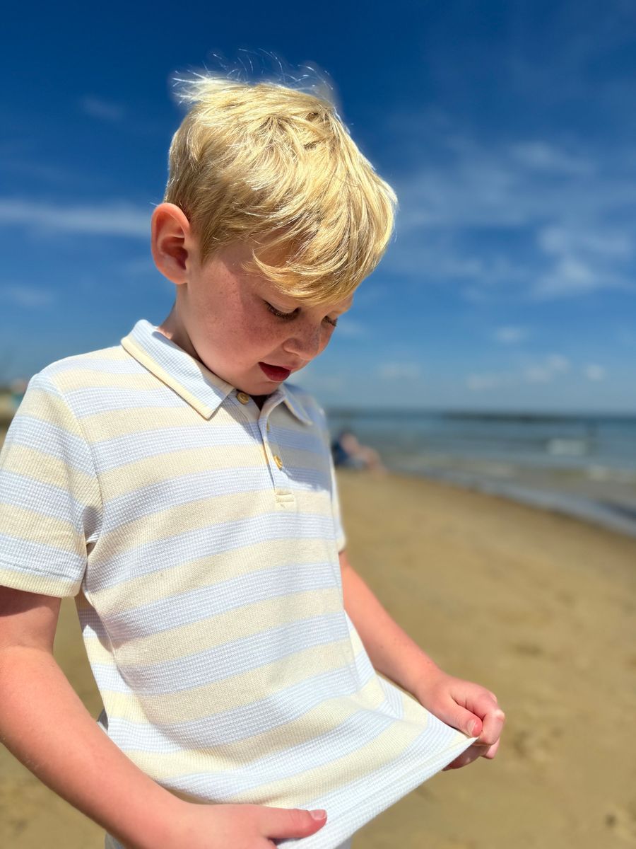 Polreath Polo | Greyish Blue/Cream Stripe