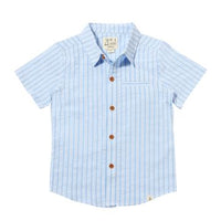 Newport Woven Shirt | Blue/White Double Stripe