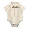 Helford Woven Onesie | Beige/White Wide Stripe