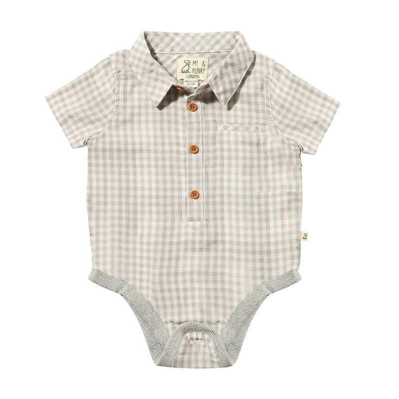 Helford Woven Onesie | Grey/White Gauze Plaid