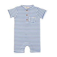 Camborne Henley Romper | Blue/White Stripe