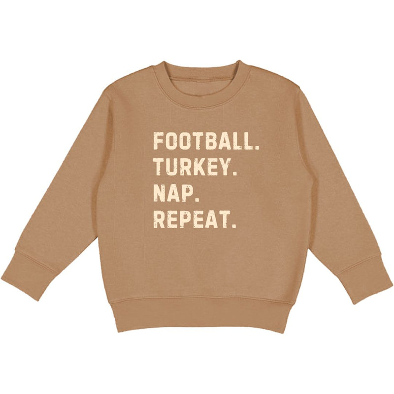 Football Turkey Nap Repeat Thanksgiving Kids Sweatshirt