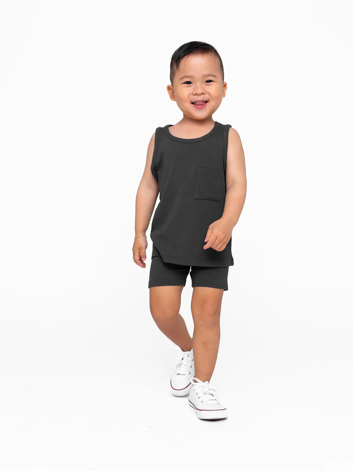 Ribbed Tank - Charcoal