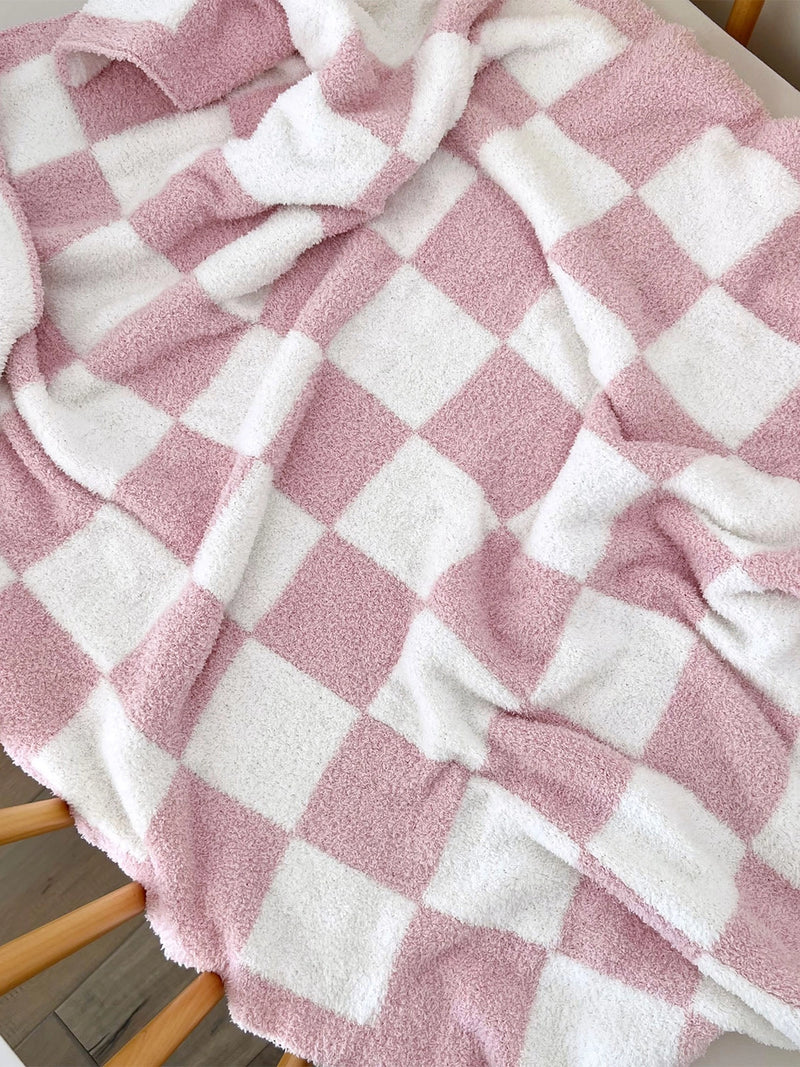 Phufy Bliss Checker Blanket- Strawberry