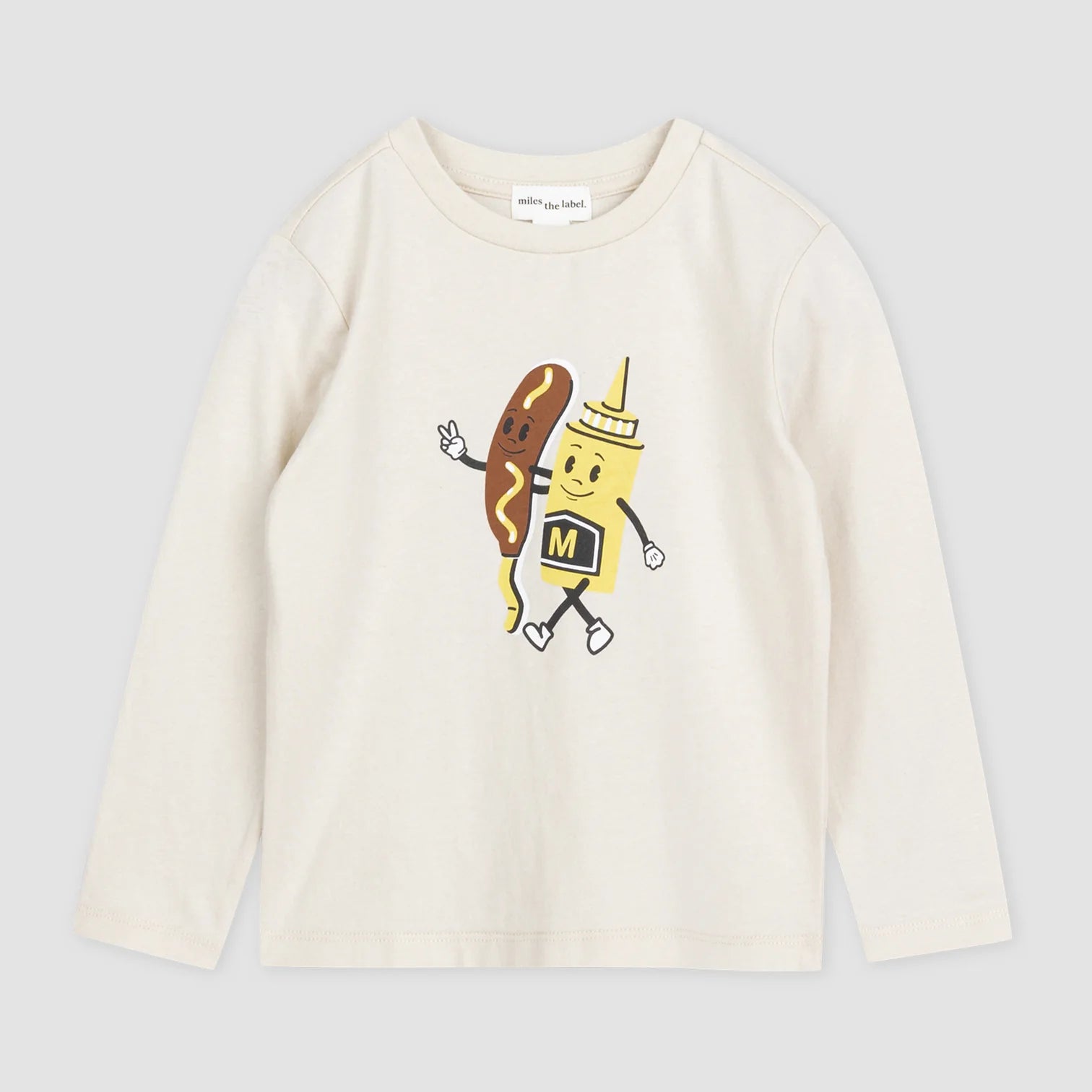 Mustard & Corn Dog Print on Birch Jersey Top