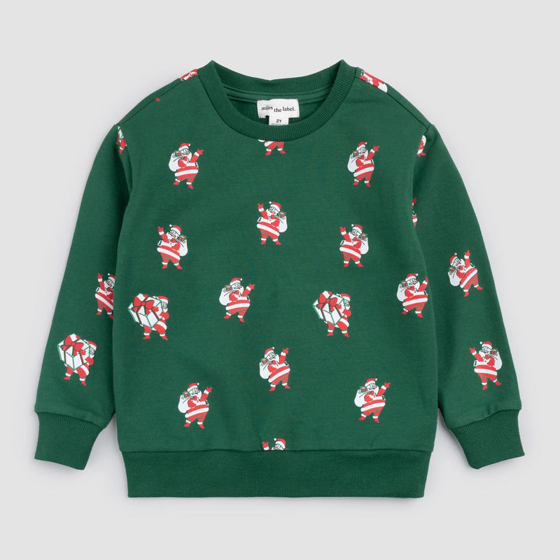 Sleighing It Print on Tinsel Green Sweatshirt