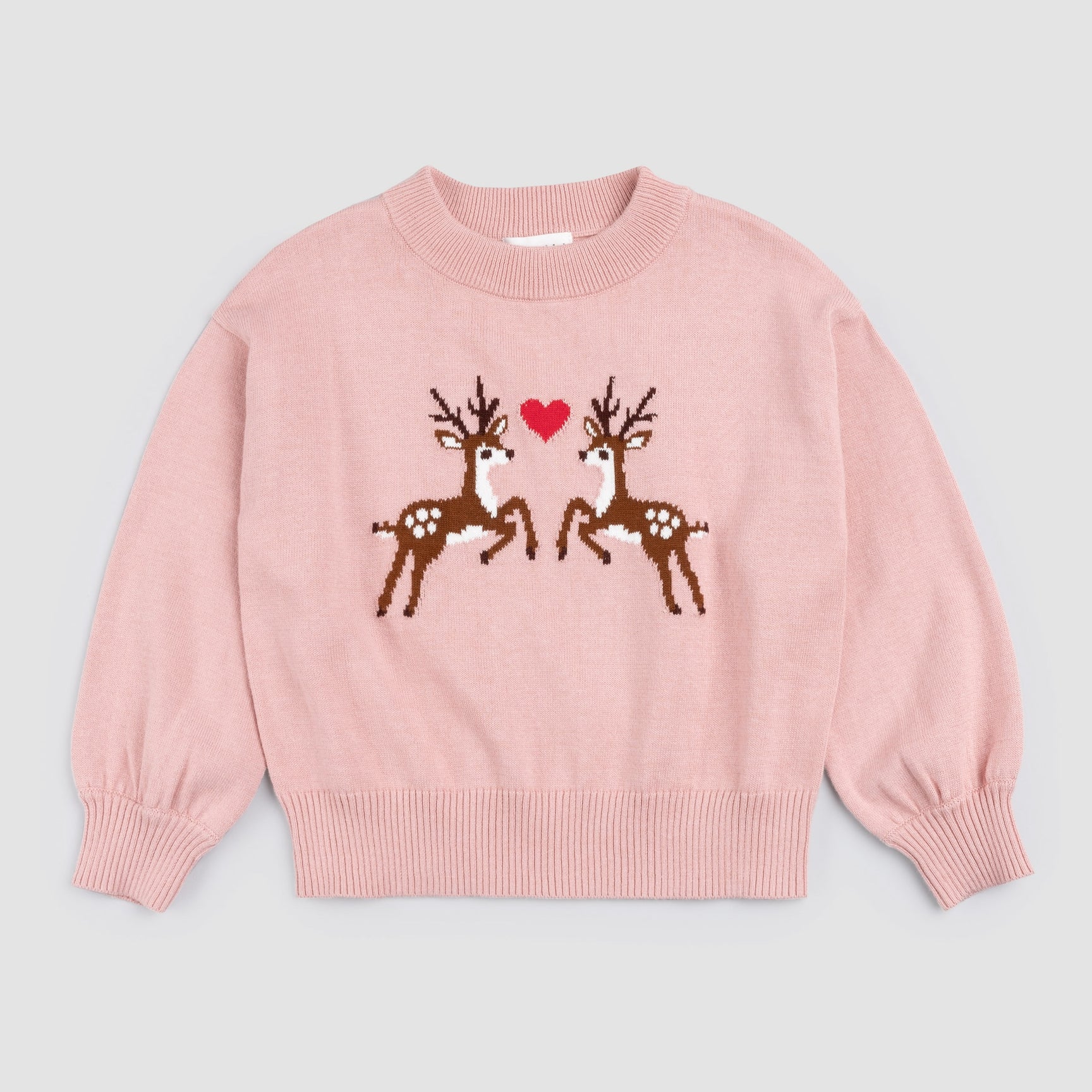 Dasher and Dancer on Rose Sweater