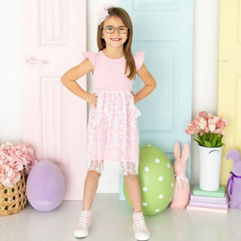 Pink Ditsy Daisy Easter Tutu Dress