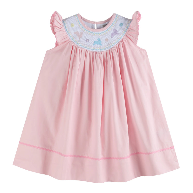 Pretty Pink Easter Bunny Smocked Dress