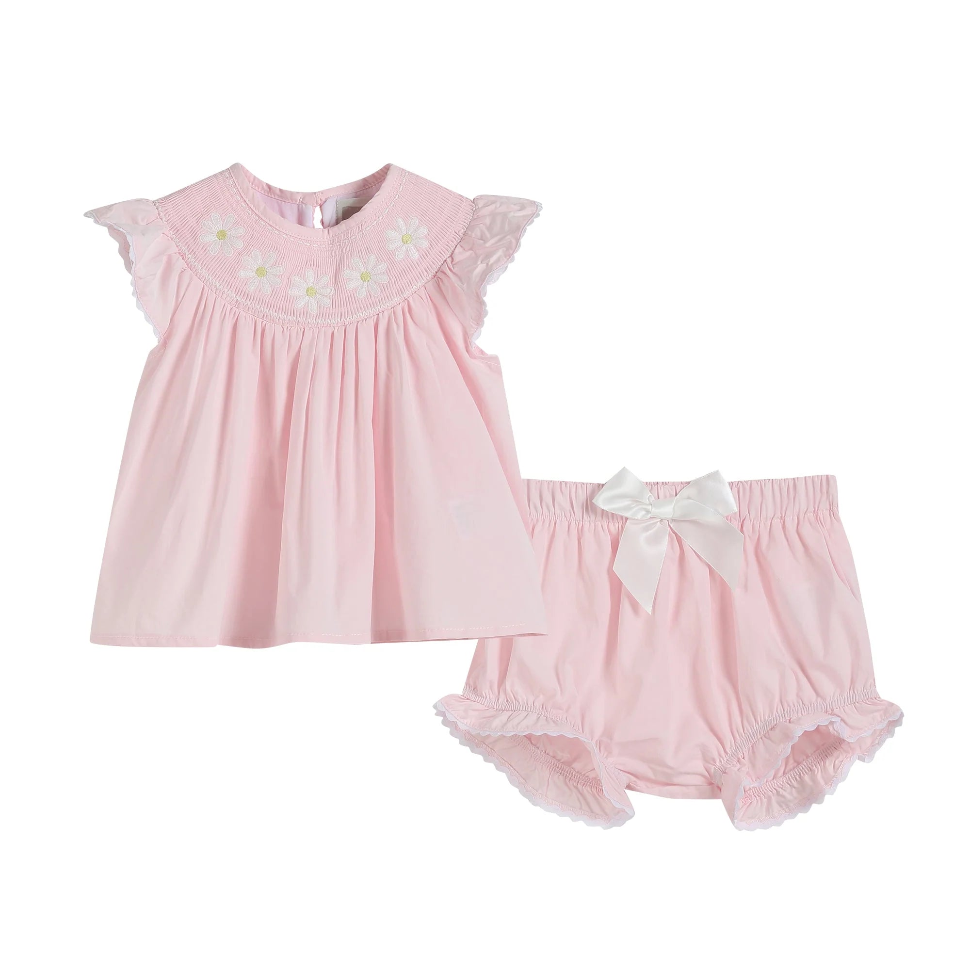 Pink Daisy Smocked Dress and Bloomer Set (Copy)