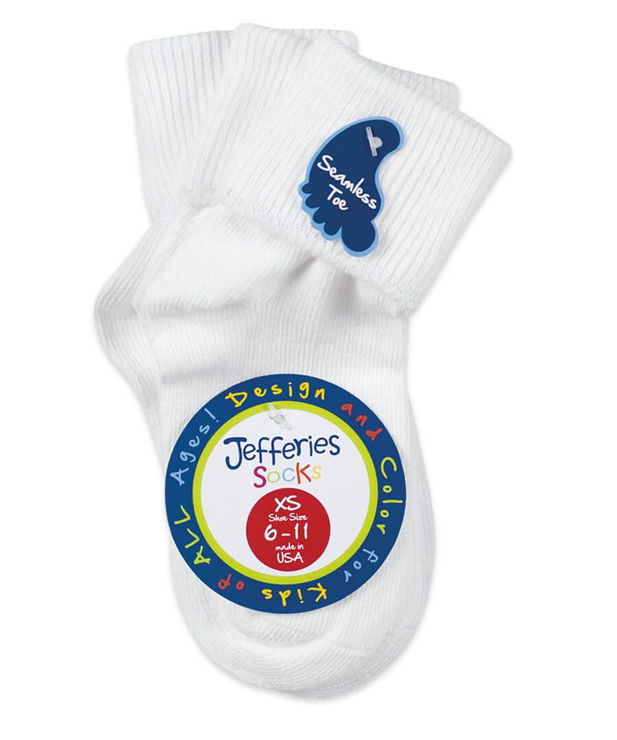 School Uniform Smooth Toe Turn Cuff Socks