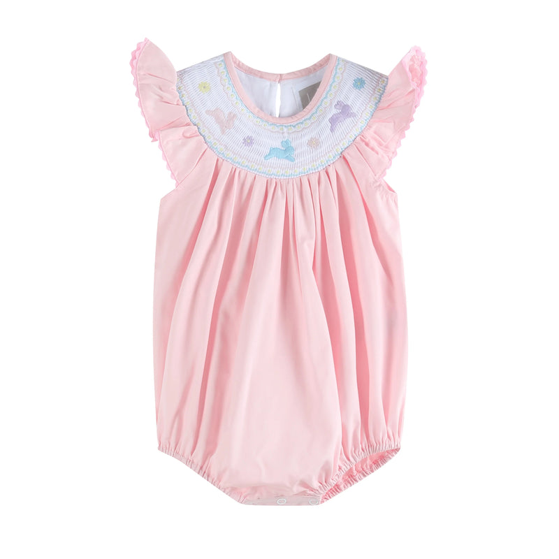 Pretty Pink Easter Bunny Smocked Romper