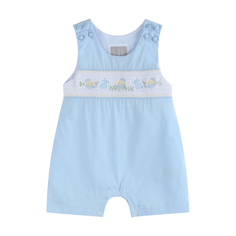 Light Blue Easter Smocked Shortalls