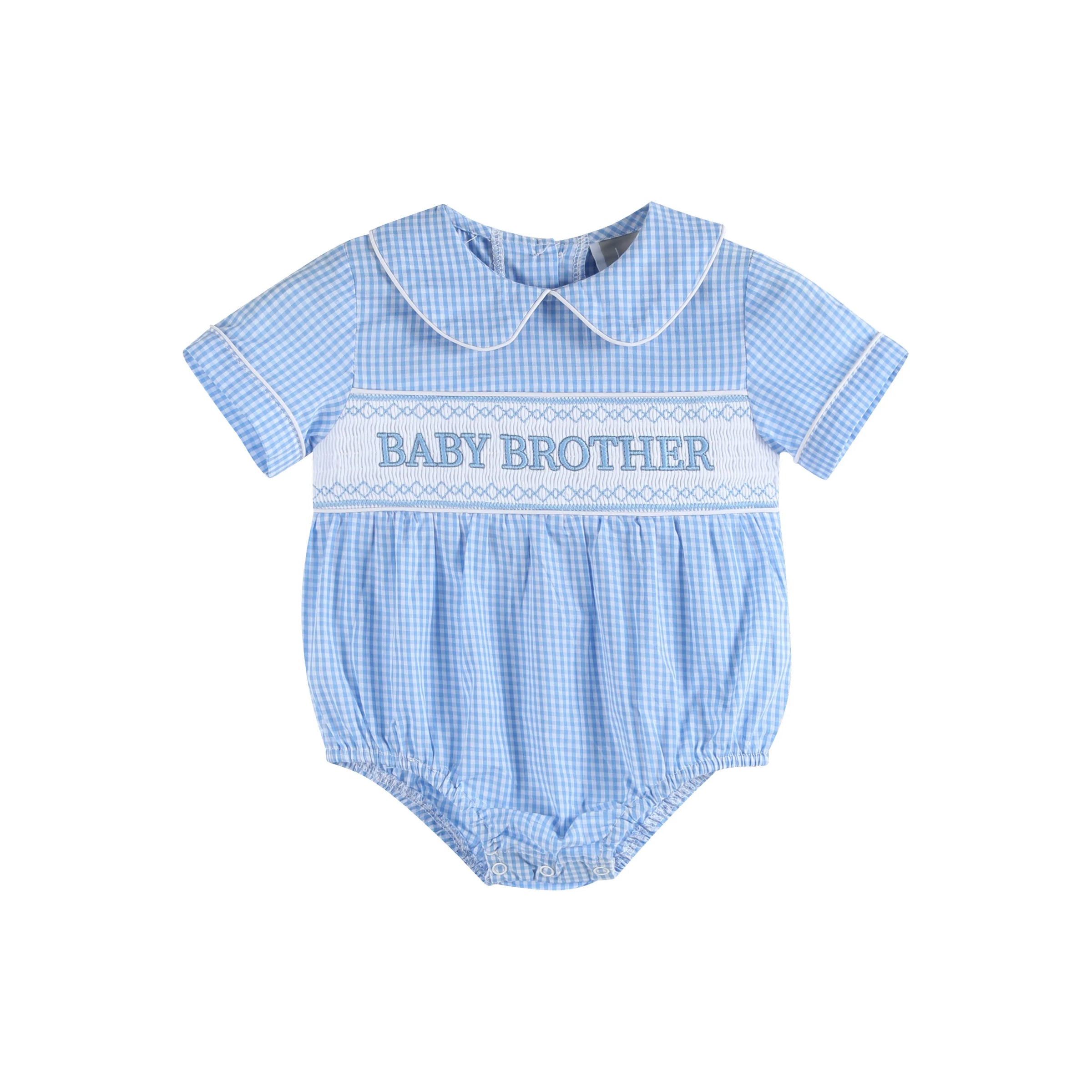 Baby Brother Smocked Collared Romper