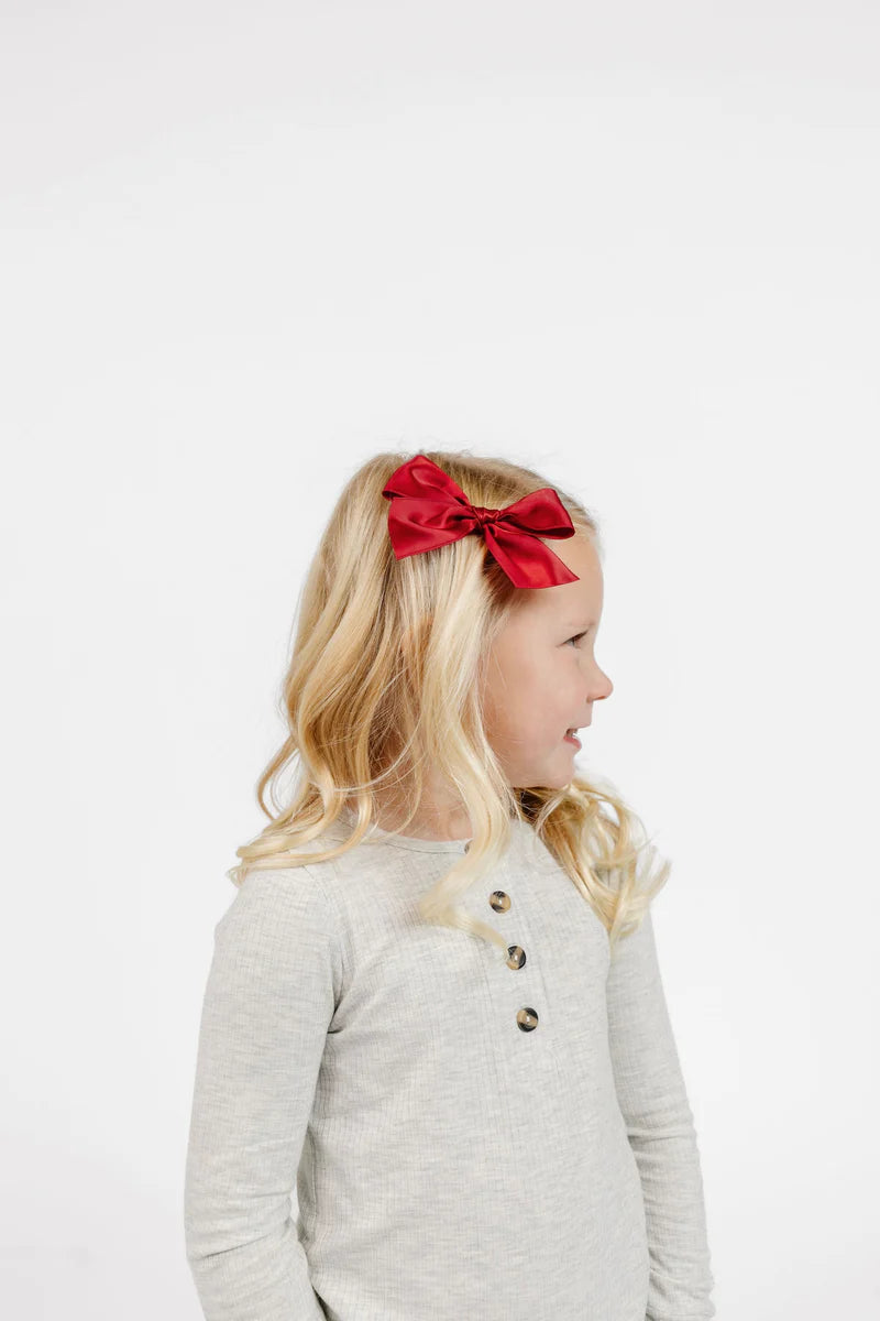 Satin - Ruby Bow Clip