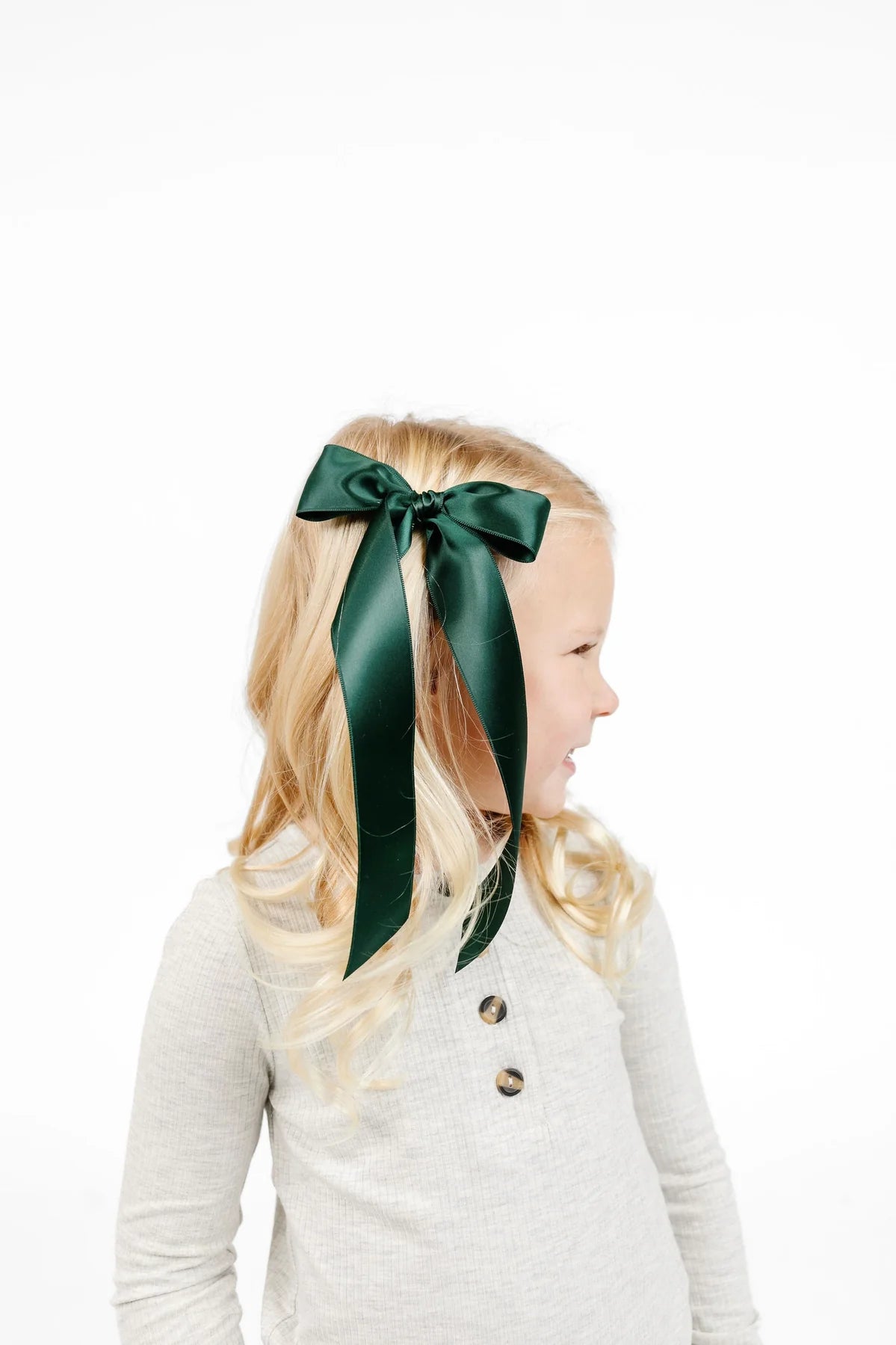 Satin Sash - Evergreen Bow Clip