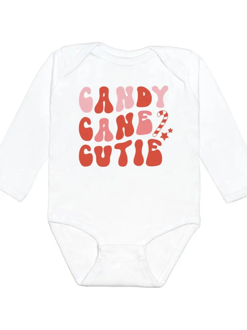 Candy Cane Cutie Christmas Long Sleeve Baby Bodysuit