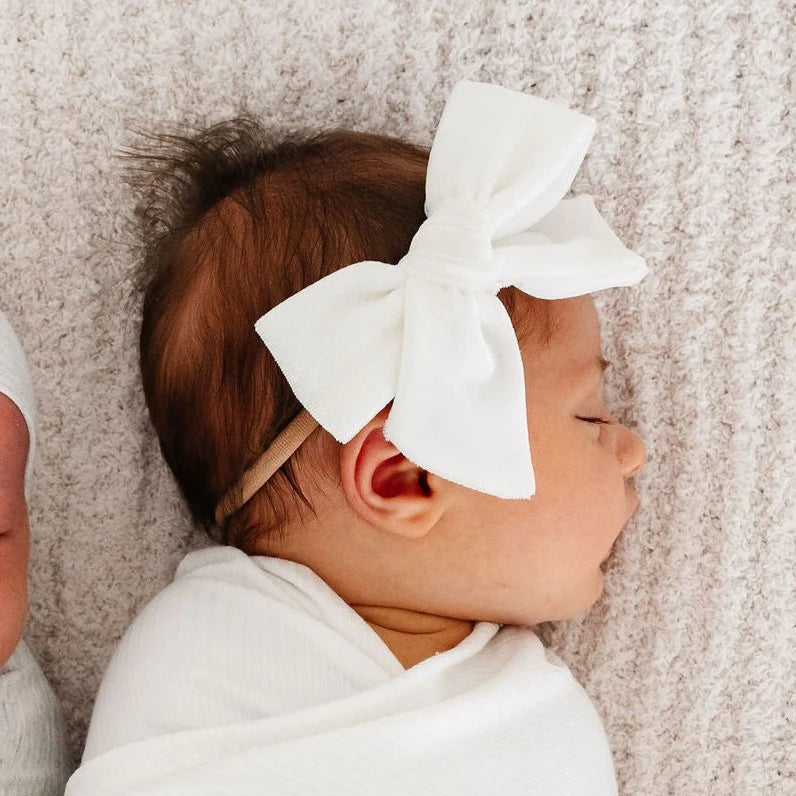 Velvet - Ivory Bow Headband