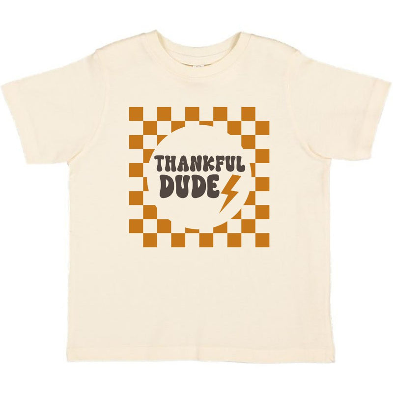 Thankful Dude Checker Thanksgiving Kids Short Sleeve T-Shirt