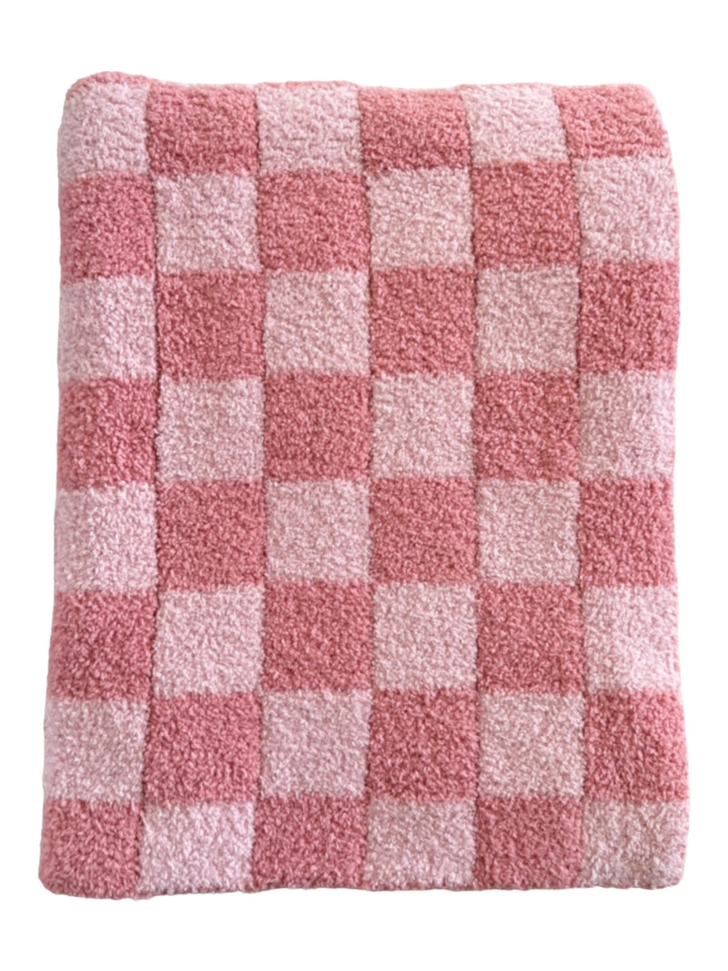 Phufy Bliss Checker Blanket- Strawberry/Carnation