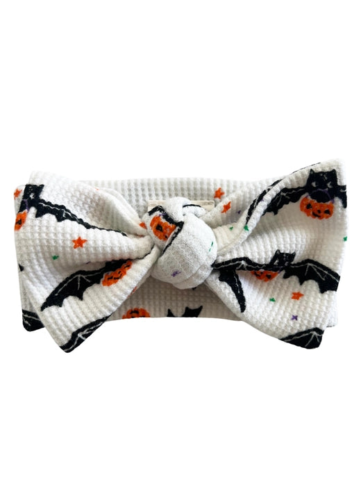 Organic Waffle Knot Bow - Trick or Treating Bat