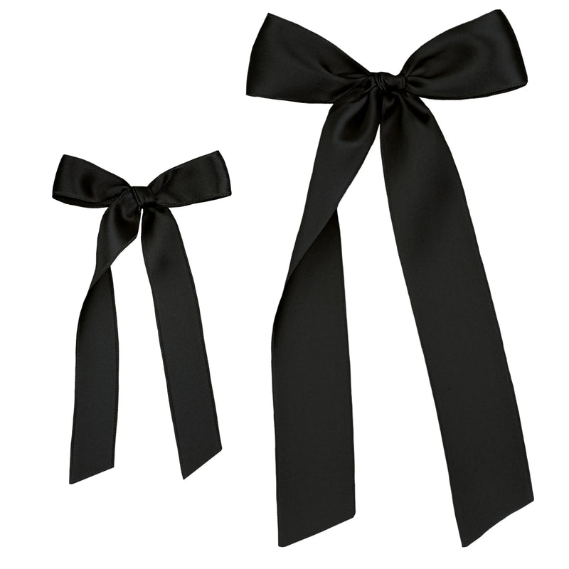 Satin Sash - Black Bow Clip