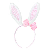 Seersucker Bunny Ears with Bow | Pink