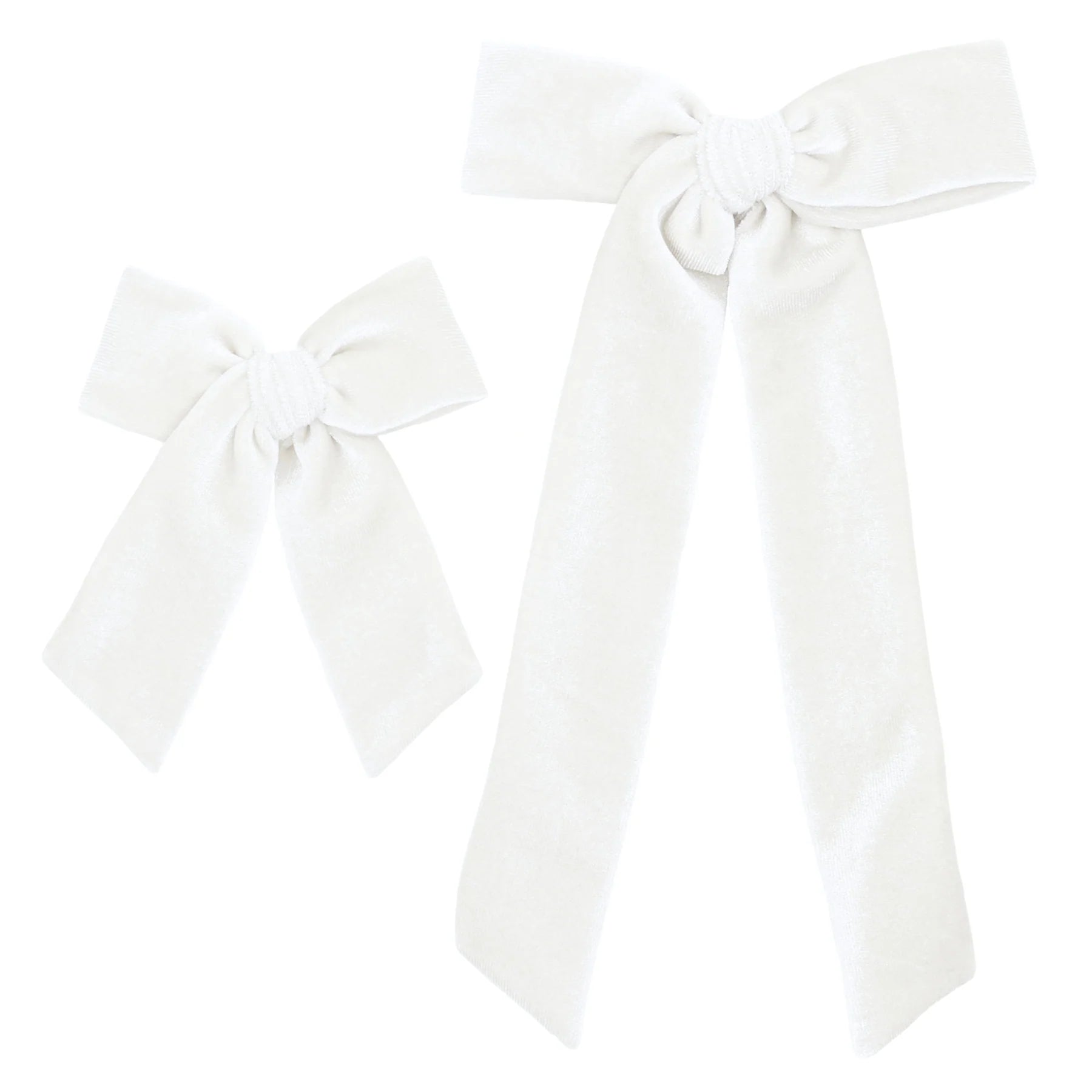 Velvet Sash - Ivory Bow Clip