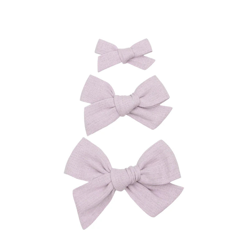 Linen Bow - Lavender Clip