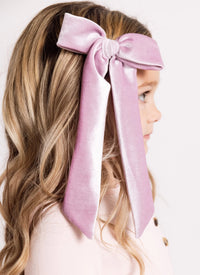 Velvet Sash - Lilac Bow Clip