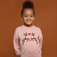 Dasher and Dancer on Rose Sweater