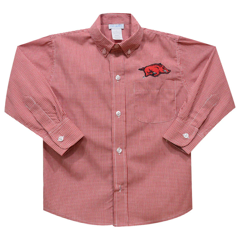 Arkansas Razorbacks Red Gingham Long Sleeve