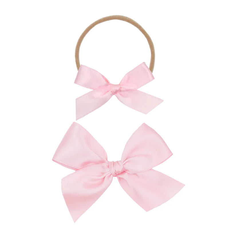 Satin - Baby Pink Bow Headband