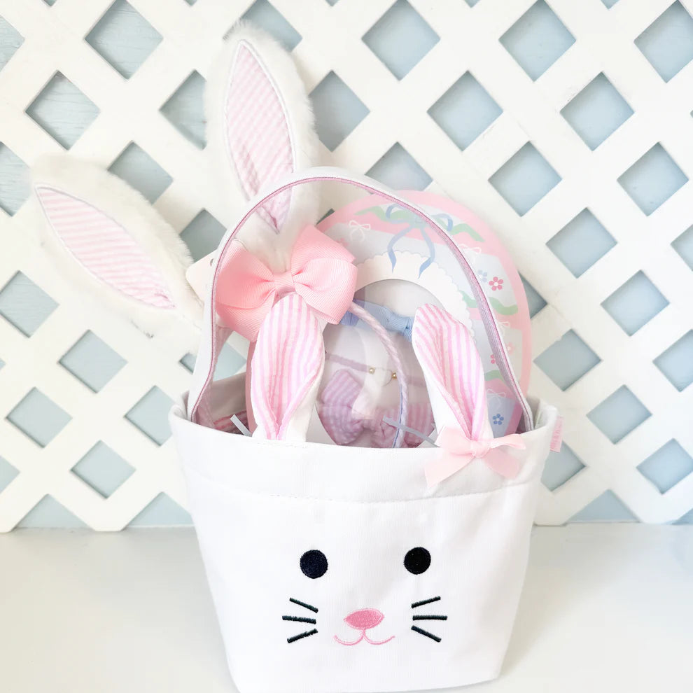 Seersucker Bunny Ears with Bow | Pink