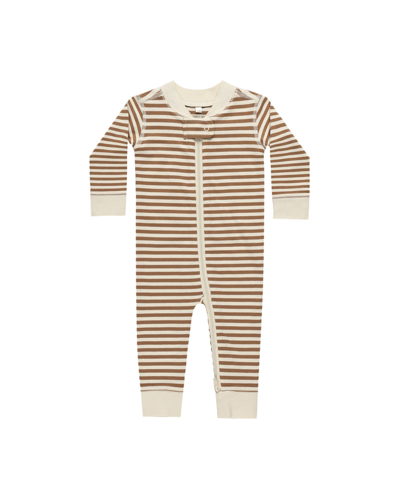 Zip Long Sleeve Sleeper || Cinnamon Stripe