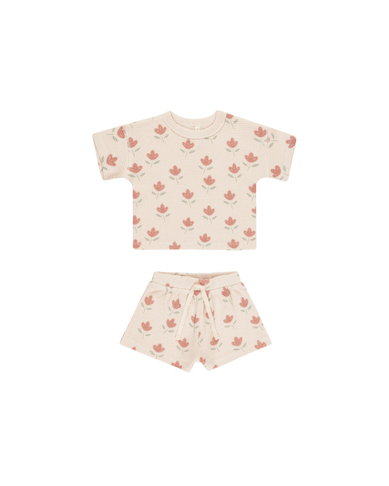 Waffle Tee + Short Set || Tulips