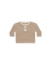 Long Sleeve Henley Tee || Cinnamon Stripe