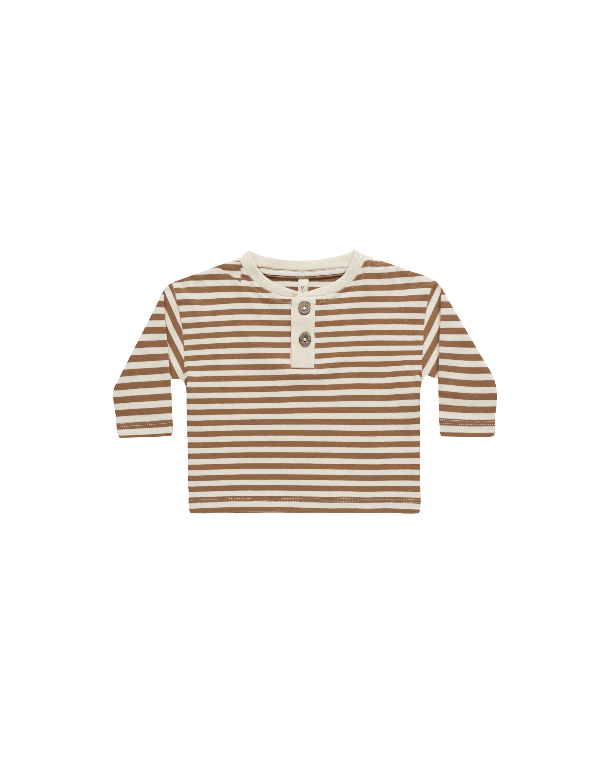 Long Sleeve Henley Tee || Cinnamon Stripe