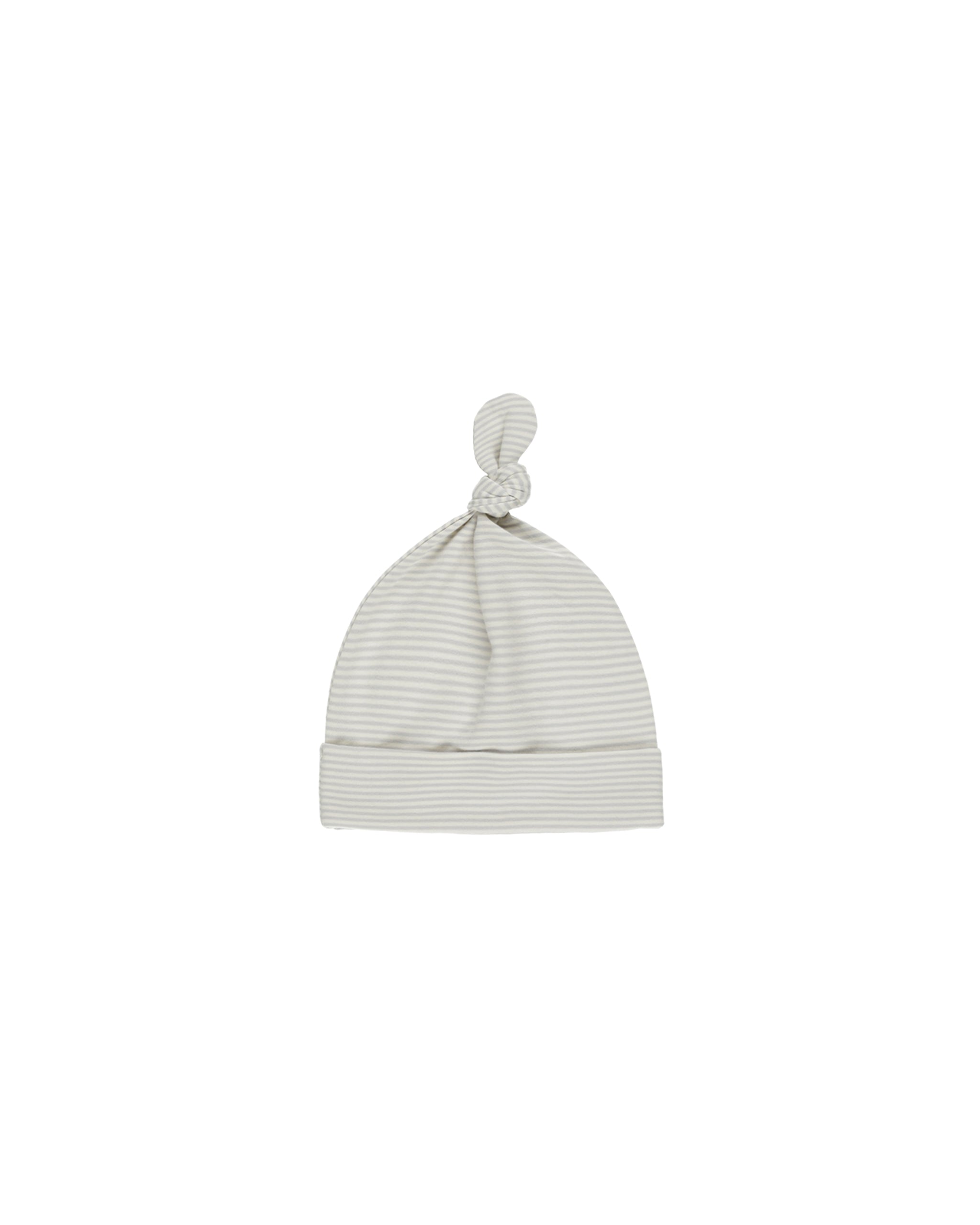 Knotted Baby Hat || Sky Micro Stripe | 0-6M