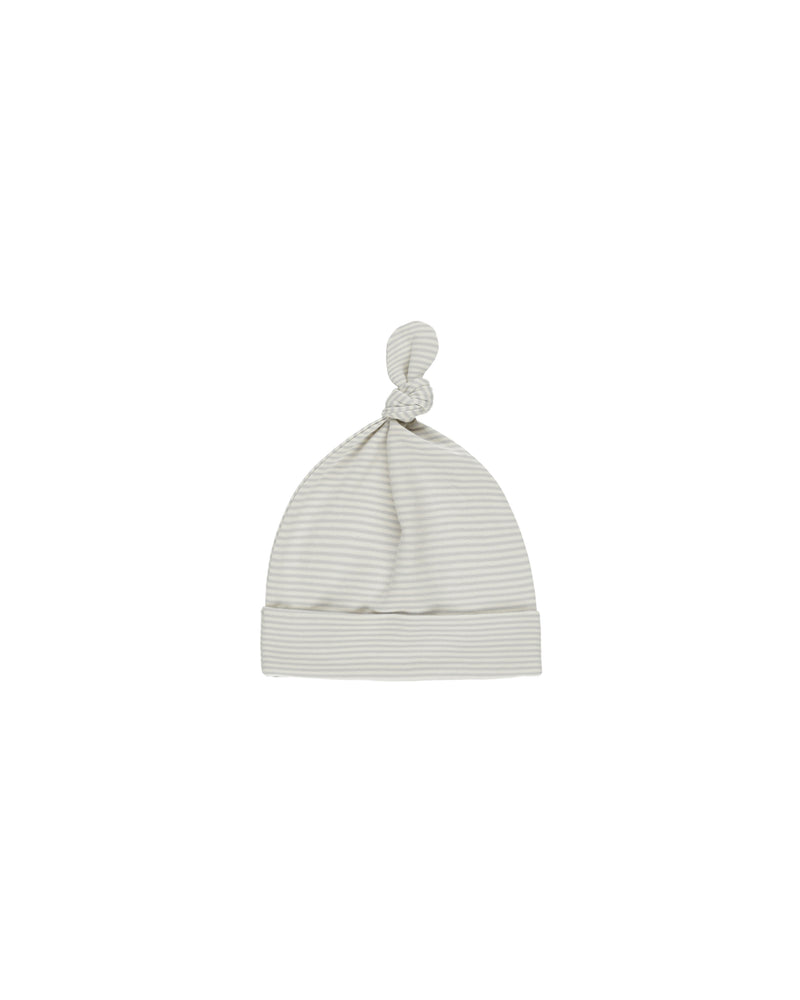 Knotted Baby Hat || Sky Micro Stripe | 0-6M