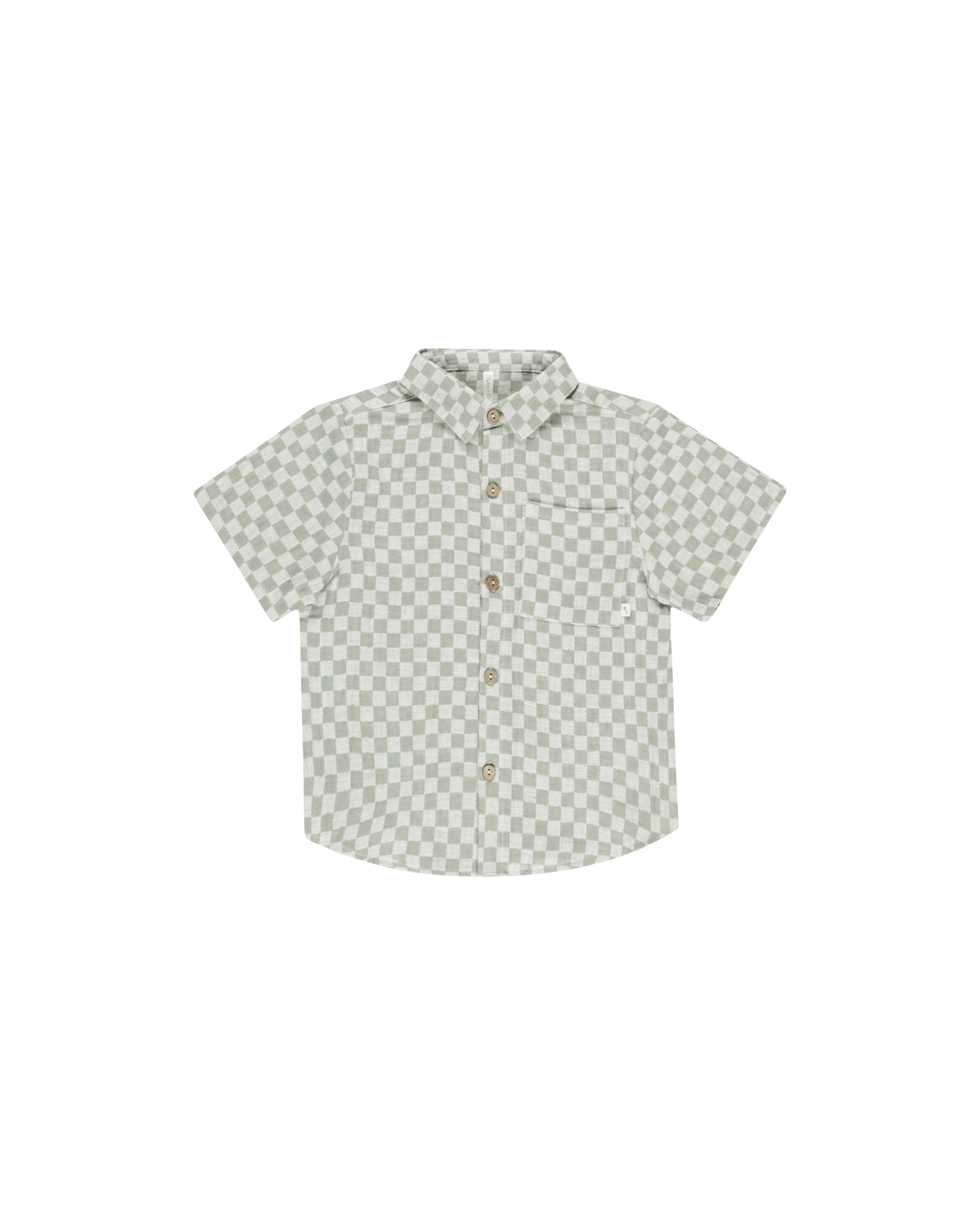 Collared Short Sleeve Shirt || Sage Check