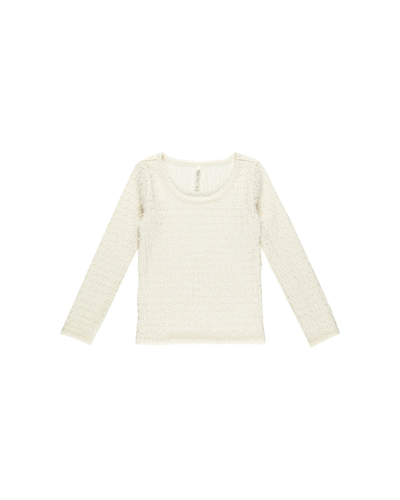 Textured Long Sleeve Top || Ivory