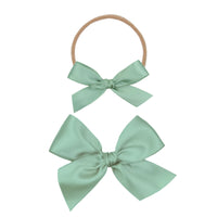 Satin - Sage Bow Headband