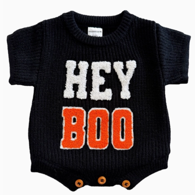 Sweater Romper- Hey Boo