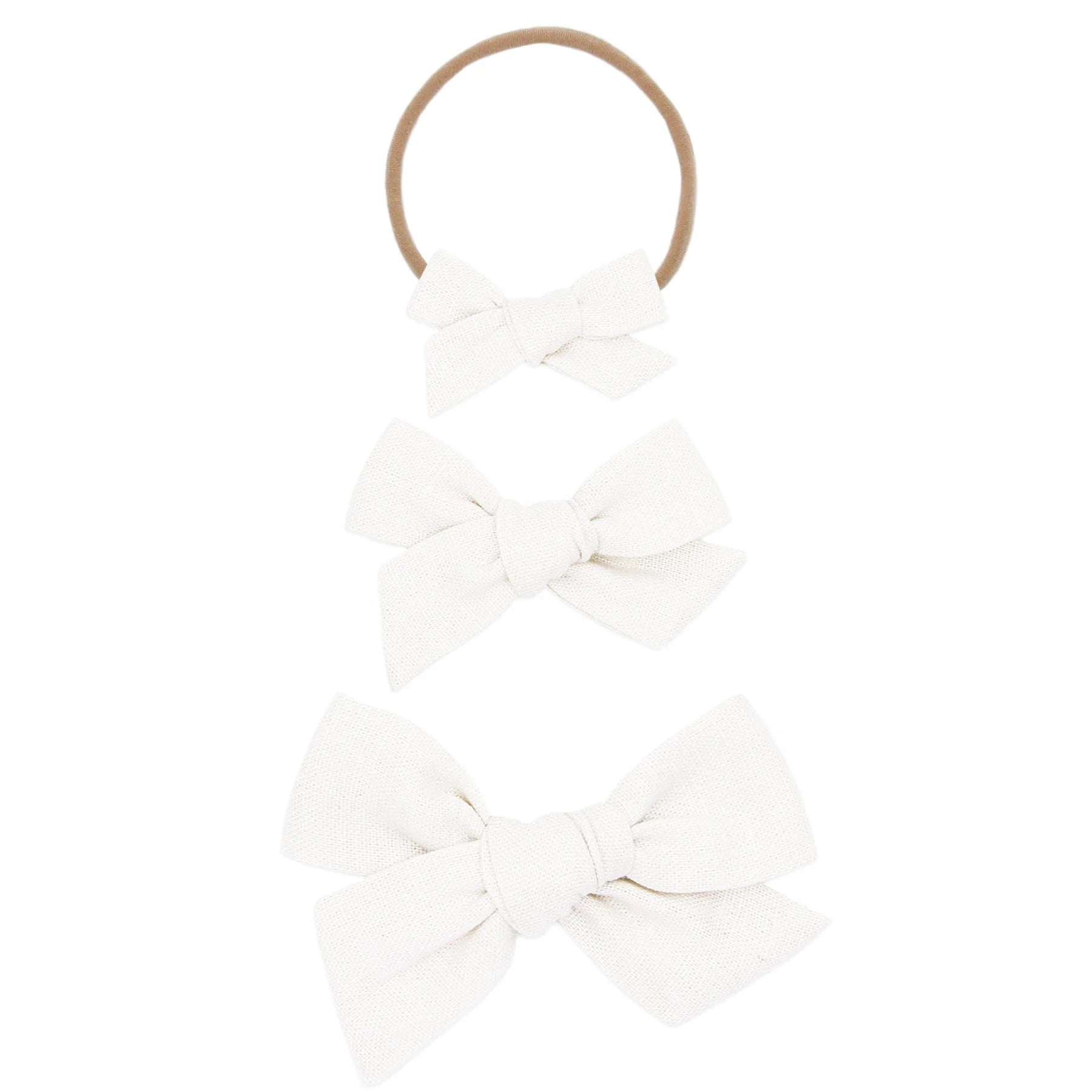 Linen Bow - White Headband