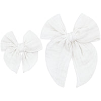 Cloud Muslin Heirloom Bow - White Clip