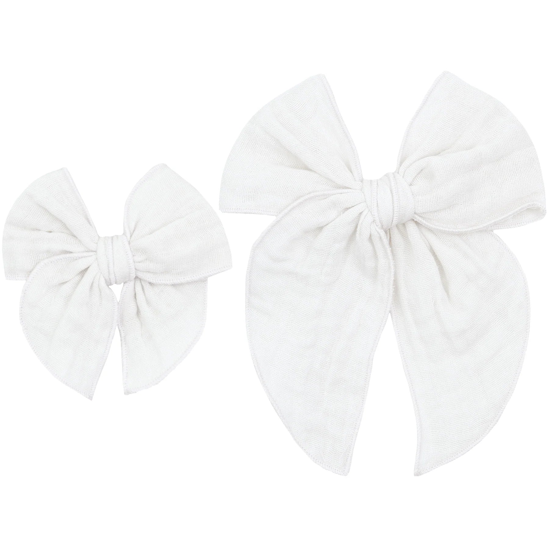 Cloud Muslin Heirloom Bow - White Clip