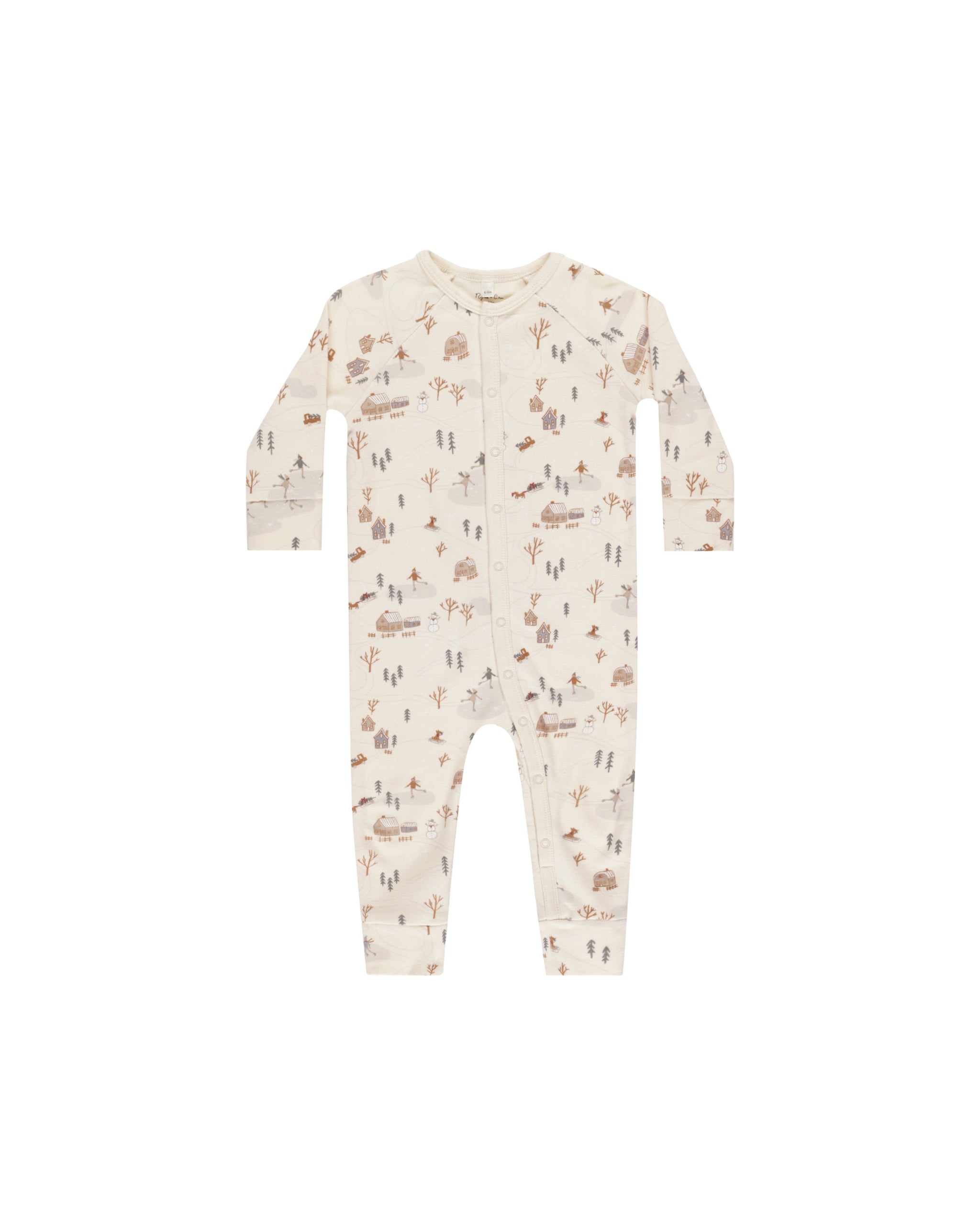 Organic Long John Pajamas || Winter Town